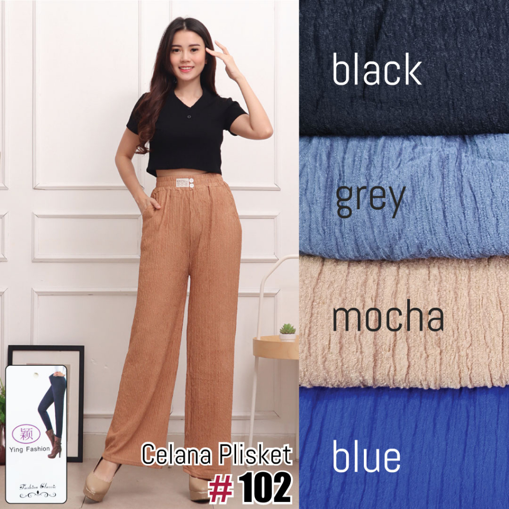 Celana Plisket Import # 102 / celana kulot panjang wanita / celana panjang wanita / ying fashion