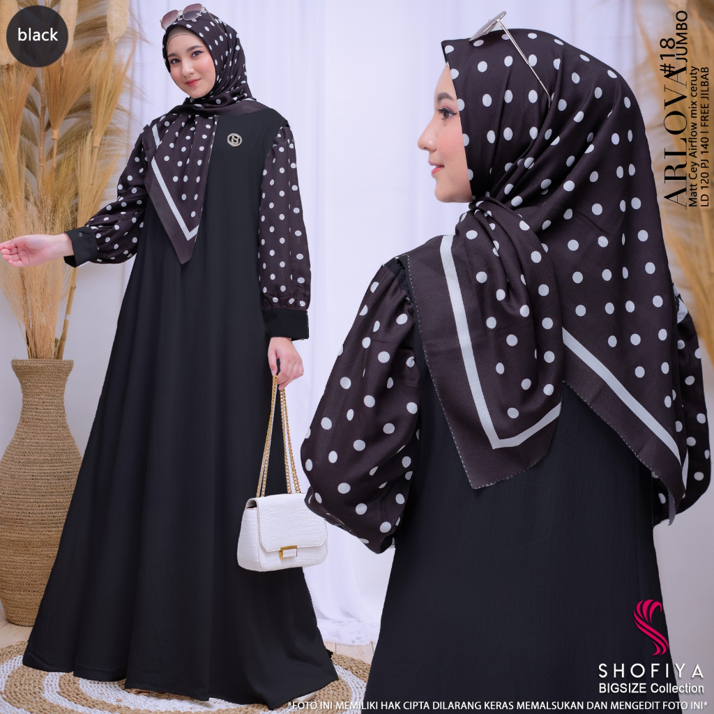 arlova18 pakaian baju gamis syari gaun long dress dres longdress maxi maxy jumbo xxl ld 120 one set 