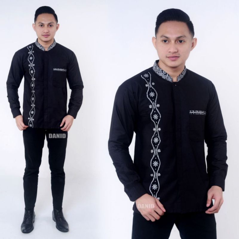 BAJU KOKO KOMBINASI BATIK LENGAN PANJANG PRIA DEWASA MODEL TERBARU/KOKO BORDIR BATIK/KOKO BATIK TERL