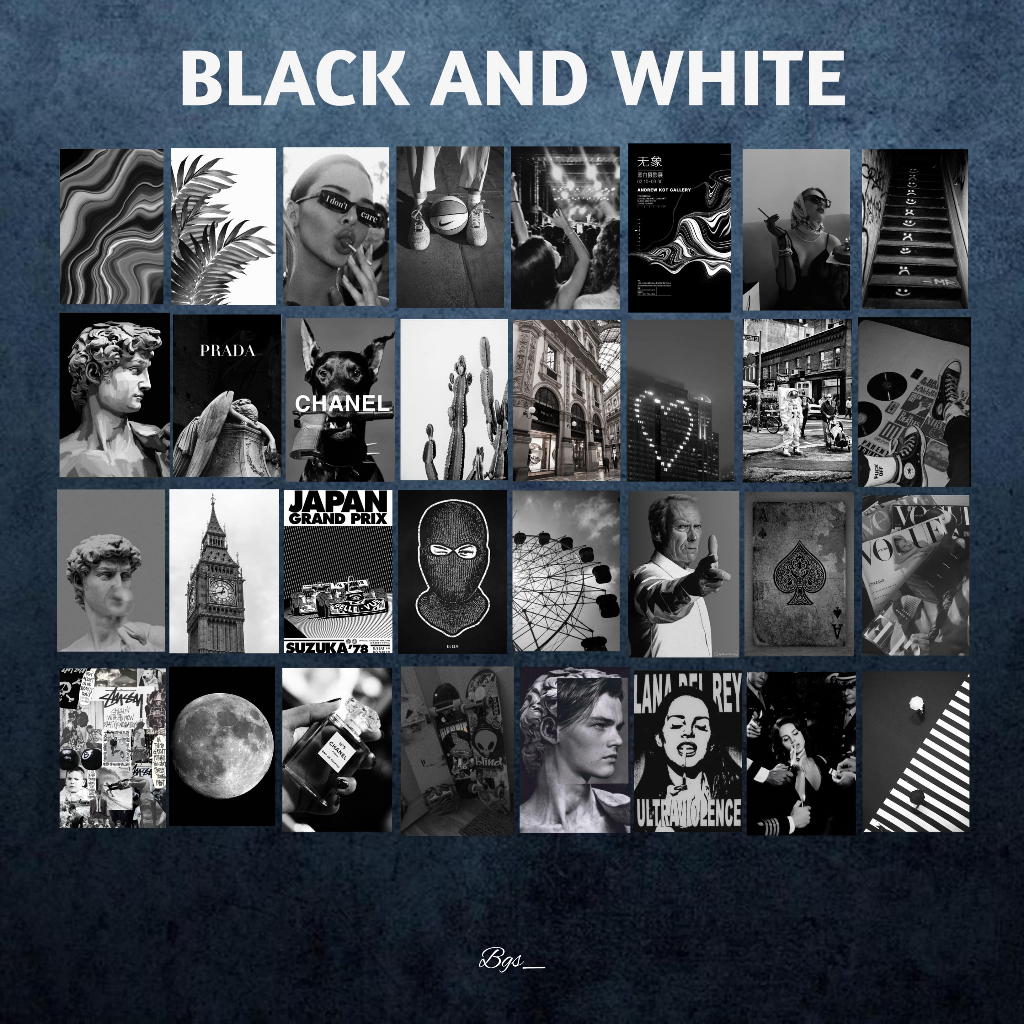 Poster Aesthetic (48 PCS) | Poster dinding Aesthetic Black And White Series