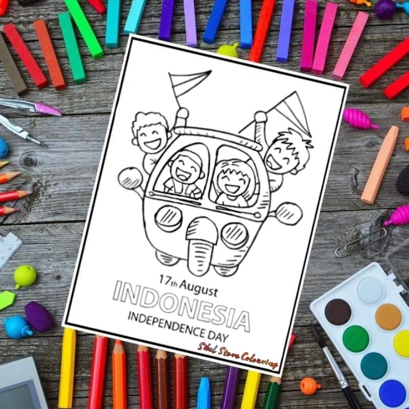 

Kertas Mewarnai Gambar Anak Tema HUTRI Kemerdekaan (17 Agustusan) / Kertas Gambar (10 Lembar Gambar)