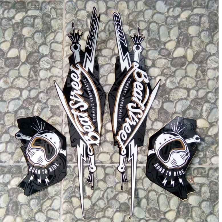 sticker striping honda beat street 2017 hitam