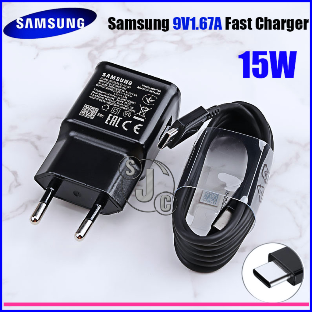 Samsung Charger A50 A20 A30 A51 A52 Original 15 Watt Fast Charging Usb Type C Bekas Bawaan Hp