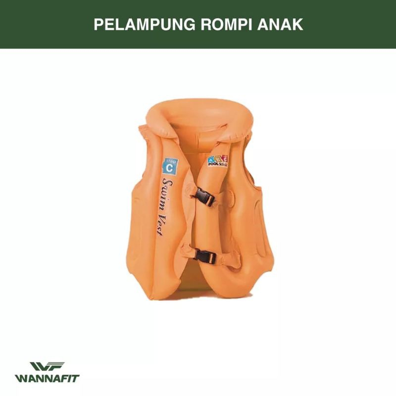 Pelampung Renang anak jaket renang swim vest | rompi renang Wannafit