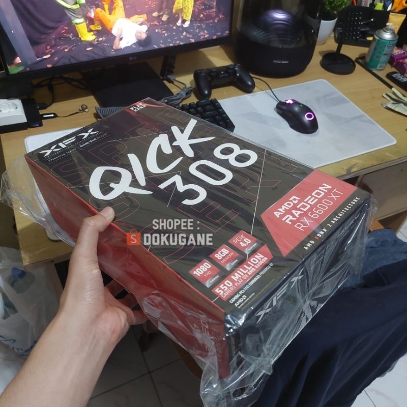 XFX RX 6600 XT QICK 308 VGA GAMING AMD radeon bekas second like new preloved 8gb GDDR6 3 fan black e