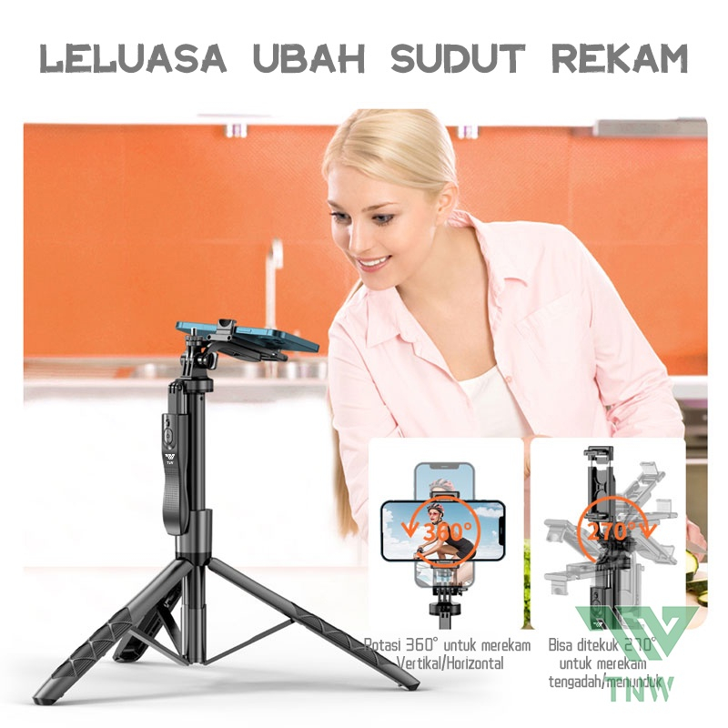 Tripod Handphone 1530MM dengan 1/4 Adaptor Besi Plus Mini ball head Free Holder Hp Free Tomsis Remote Bluetooth