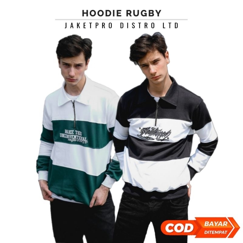 Sweater Rugby Pria Tebal - Hoodie Kerah Rugby Kombinasi Original Southweek