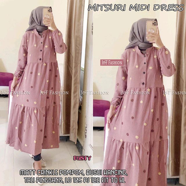 Premium Midi Dress Remaja Mitsuri Pungky Pesta Mewah Kekinian Premium Busui Mitsuri Syari Matt Matt 