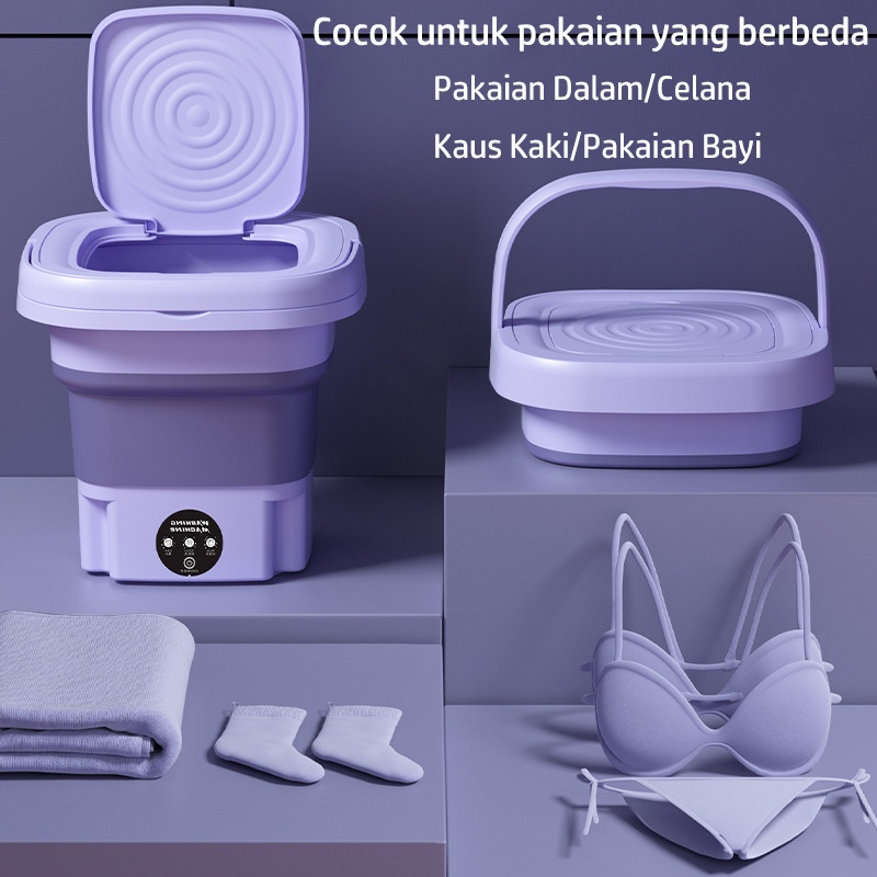 Mesin Cuci Mini Portable Tabung 8L Mesin Cuci Lipat Otomatis Mesin Laundry