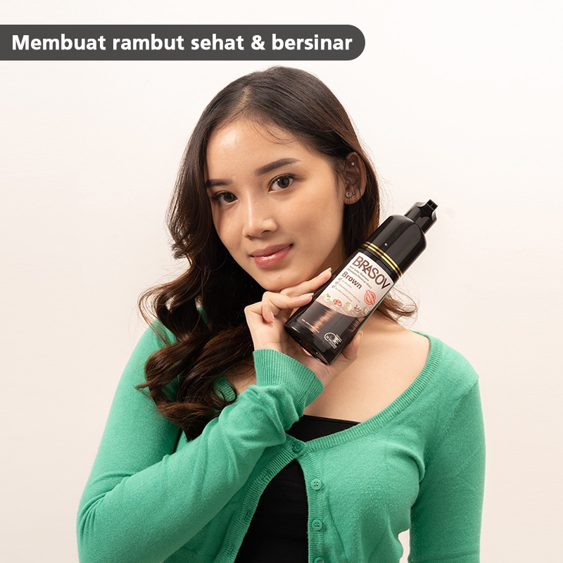 [200ML | BPOM] BRASOV Shampoo Pewarna Rambut 200 ML Ammonia Free Hair Color Shampoo Penutup Uban