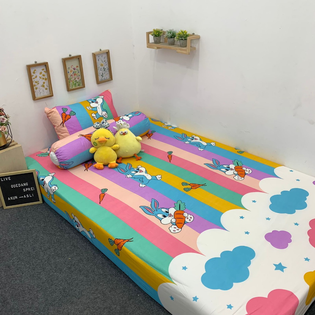 Sprei 90x200 Single Aesthetic Ukuran No 4 | sprei set anti geser sudut karet | sprei anak kost