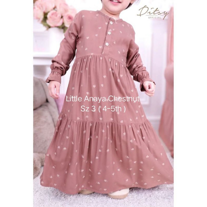 Gamis Anak Ditsy Little Anaya Chestnut, sz 3