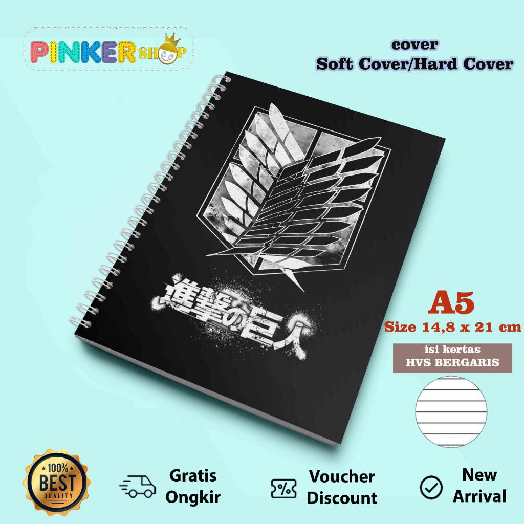 

SFA5 Anime Shingeki no Kyojin Scouting Legion NOTEBOOK A5 BERGARIS SOFT/HARD COVER SPIRAL