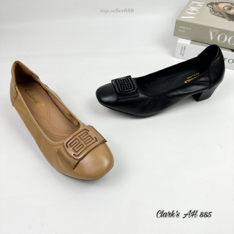 Clarks Sepatu Kulit Wanita Heels 4 cm 100 % Kulit Asli AH 885