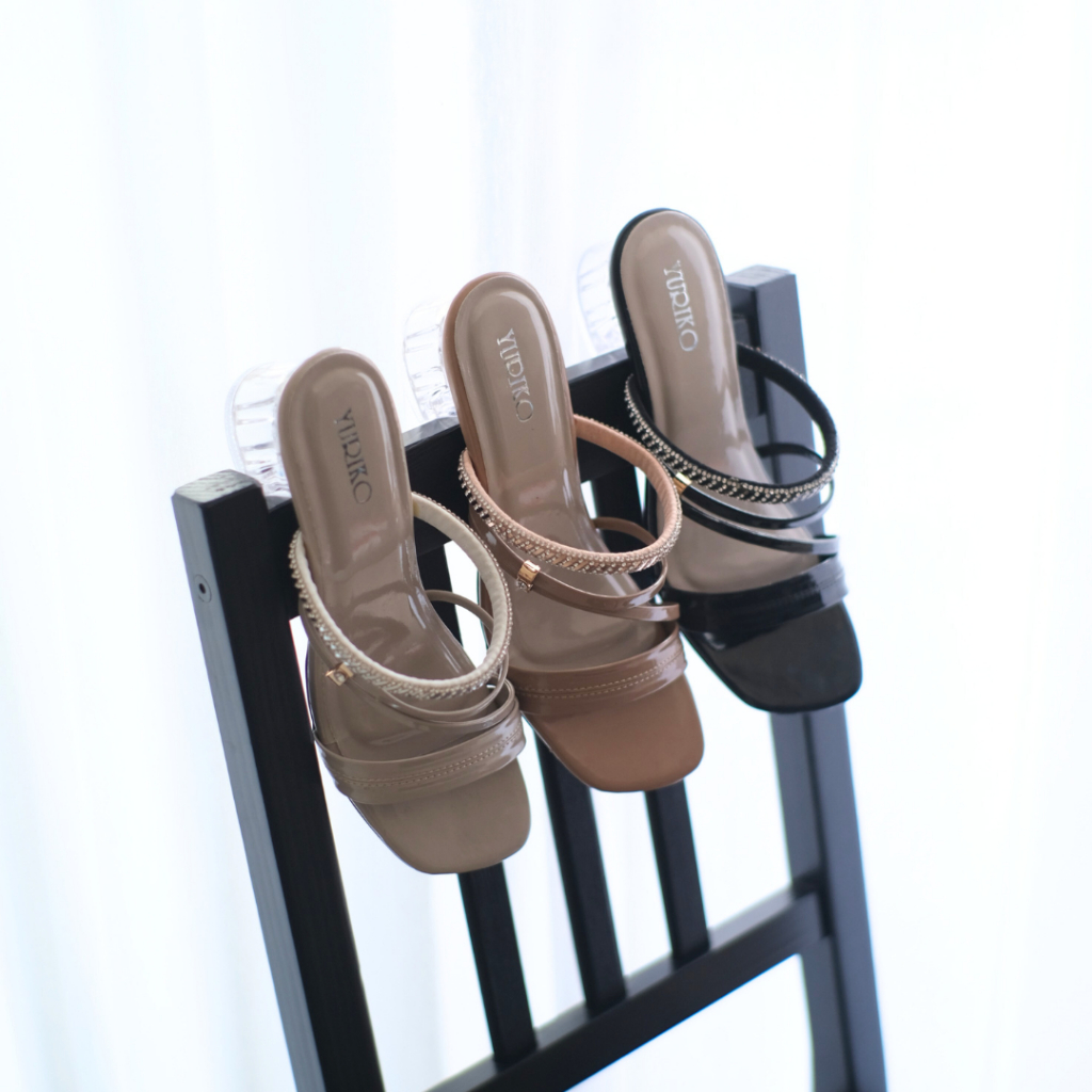 Sandal Wanita Hak Kaca 5cm/Sendal Heels Hak Tahu Wanita Terbaru Monument S-04