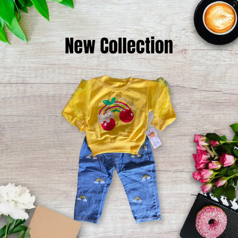 Setelan anak celana jeans umur 4-5 tahun