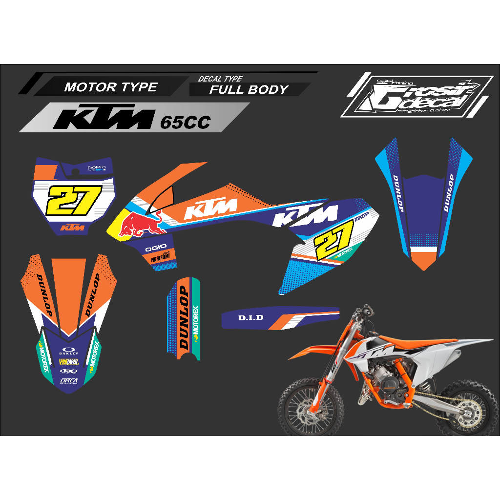 Sticker Decal Stiker Mini Trail KTM 65cc Full Body bebas Reques
