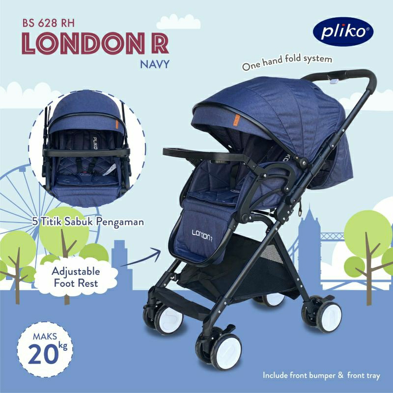 Stroller Pliko BS 628 LONDON R Kereta Dorong Dua Arah