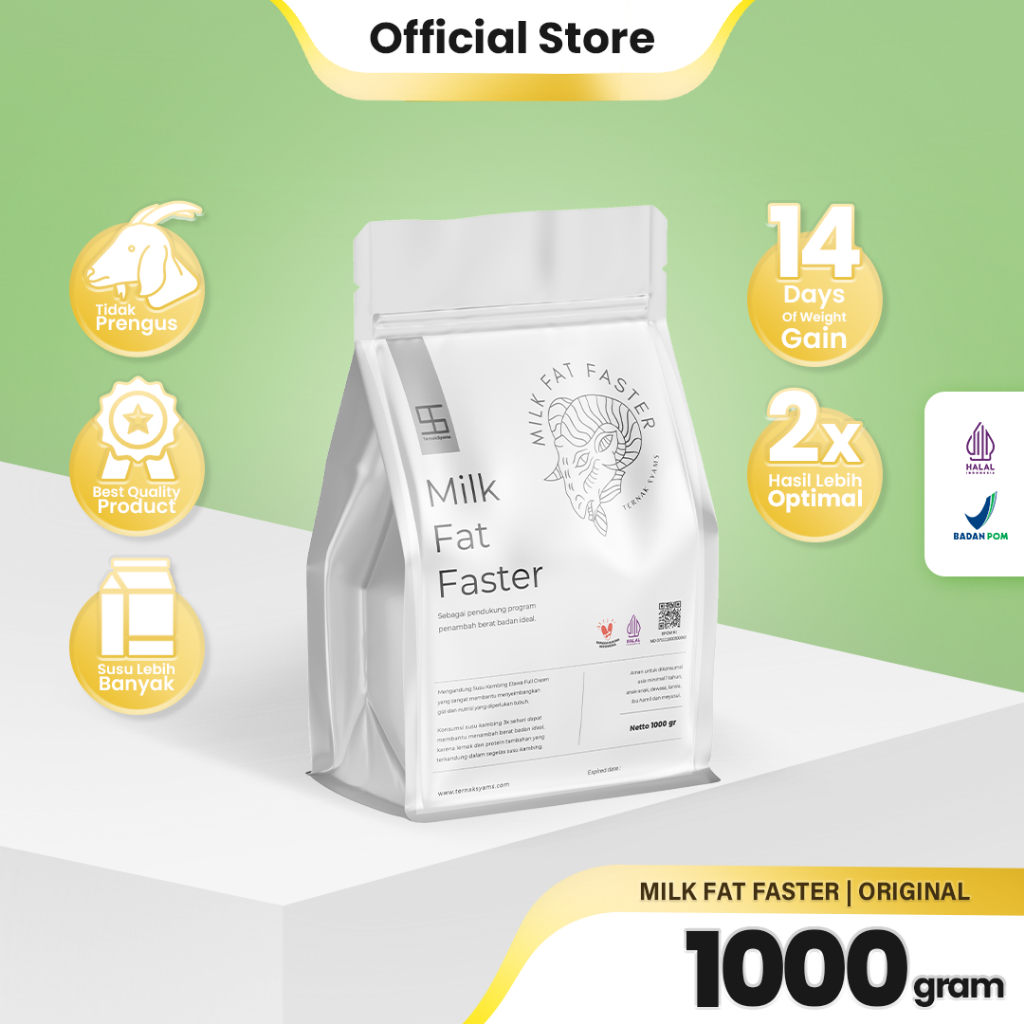 

Ternak Syams - Premium Susu Penggemuk Penambah Kenaikan Berat Badan Ideal Varian Kambing Etawa Full Cream 1000 gram 1 Kg | Milk Fat Faster Organik Suplemen Vitamin Makanan minuman Obat Kapsul Aman Asli Original BPOM HALAL LPPOM weight gain