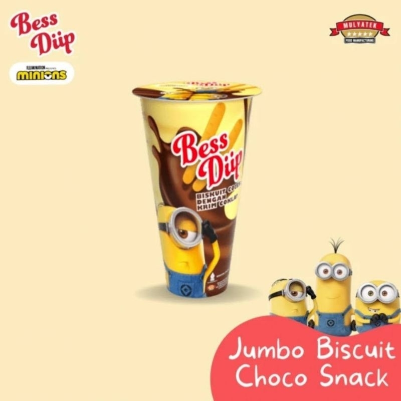 

Bess Diip Minions Chocolate Snack Jumbo Coklat Biskuit Stick 45 gr