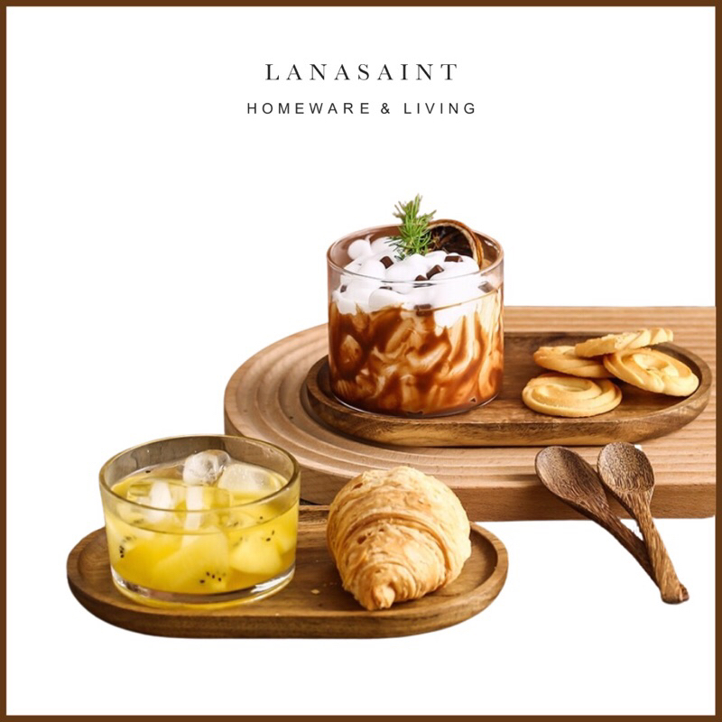LANASAINT Sabai Glass Set Nampan Gelas Piring Kayu