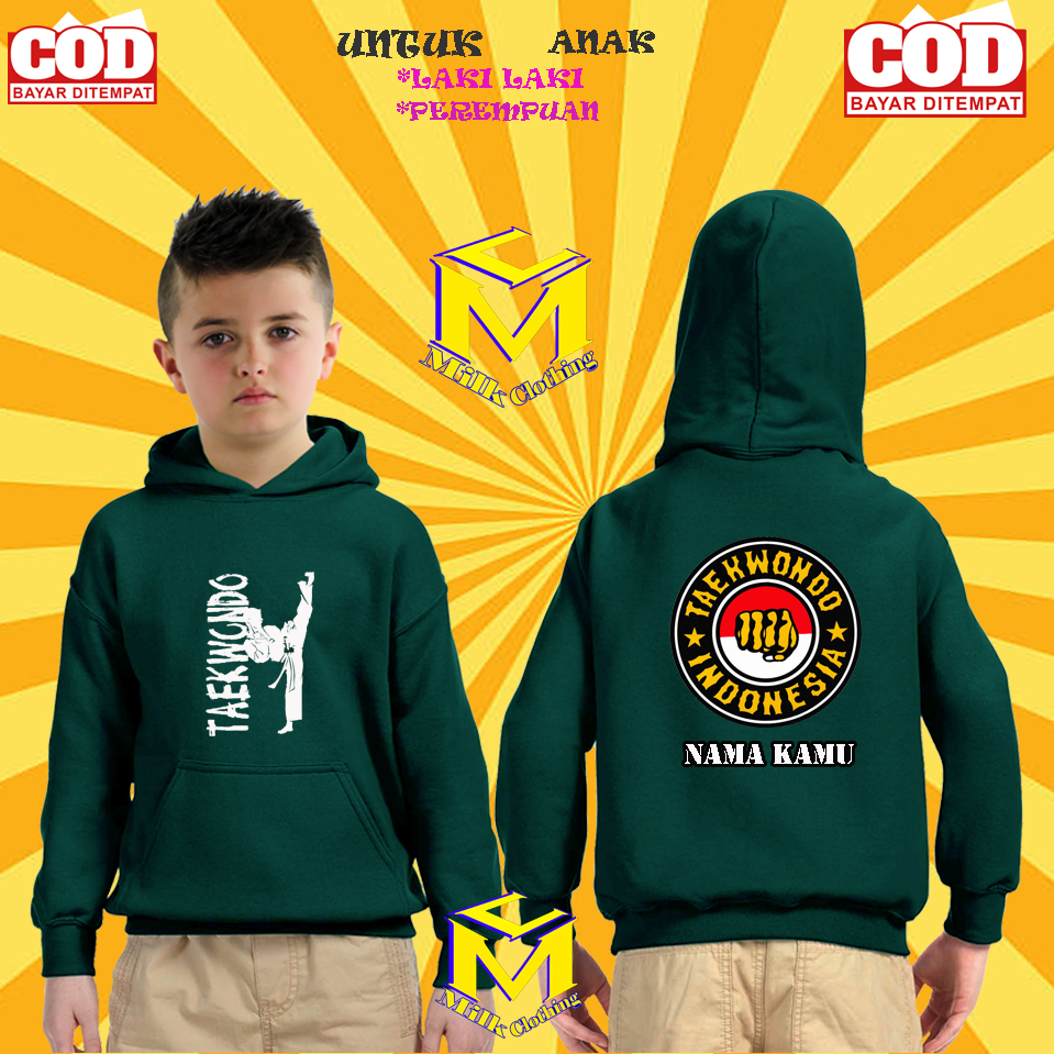 HOODIE JAKET ANAK ANAK TAEKWONDO INDONESIA JAKET ANAK LAKI LAKI DAN PEREMPUAN FREE NAMA BISA COD