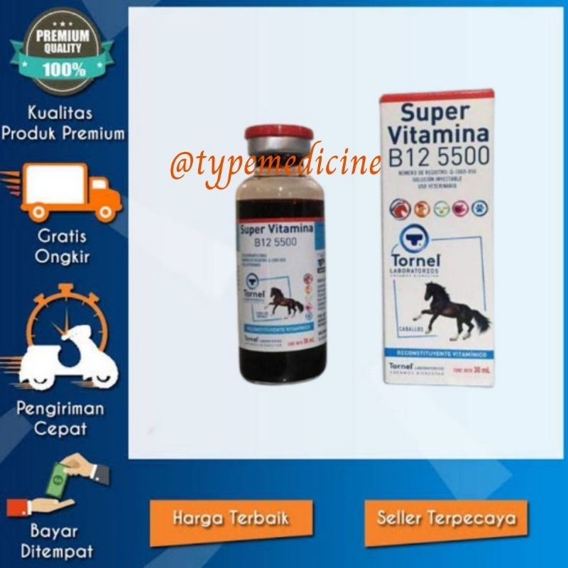 Super Vitamina B12 5500 Asli Mexico Logo Kuda Obat Vitamin Tonic Injeksi Doping Ayam, Kuda, Burung D