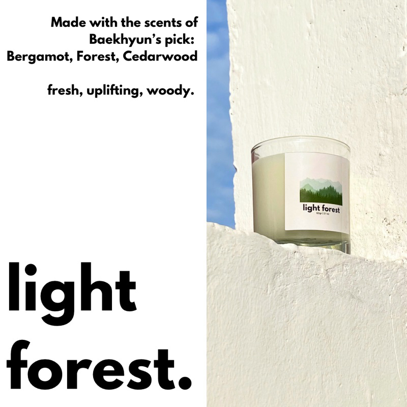 Light Forest Scented Candle Scent Notes by Baekhyun EXO Lilin Aromaterapi Korean Aromatherapy Wangi 