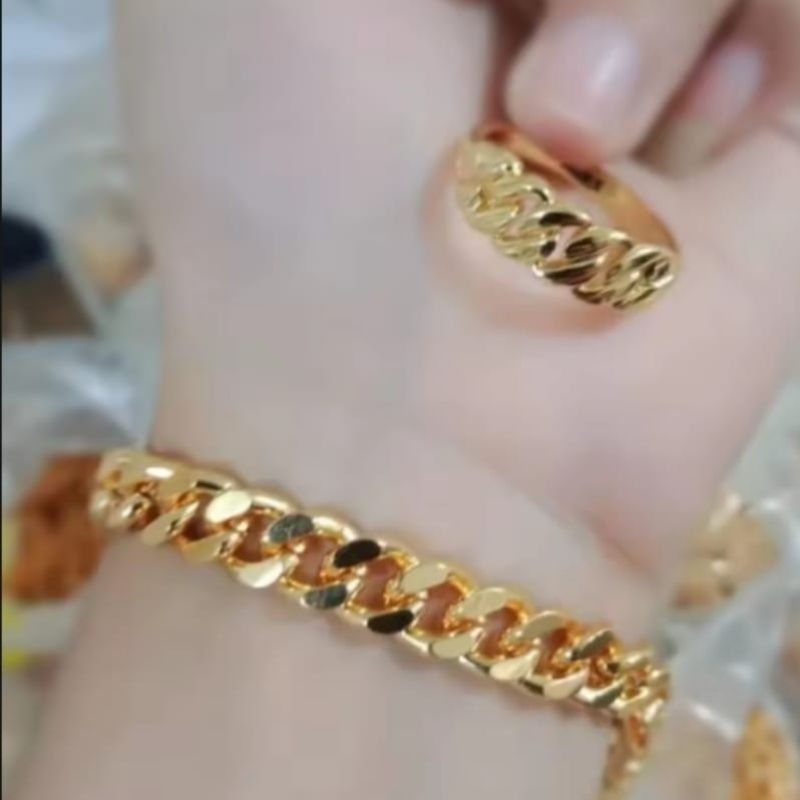 Gelang Tangan Rantai Dan Cincin Titanium Perhiasan Dewasa