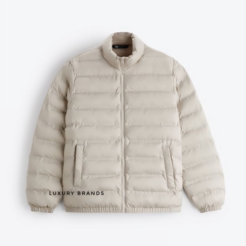 Jaket Outdoor ZARA Original Light Padded Jacket Sand, Jaket Bulu Angsa ZARA Original