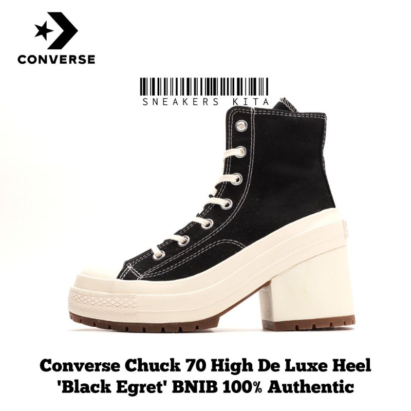 [PLATFORM] Sepatu Converse Platform Chuck 70 High De Luxe Heel Black Egret A05347C / Converse Hak Ti