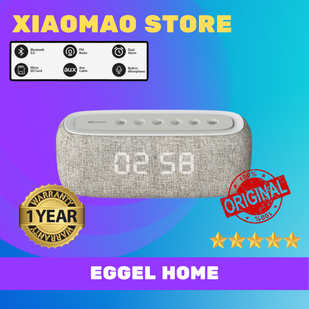 Eggel Home Clock + Radio + Portable Bluetooth Speaker
