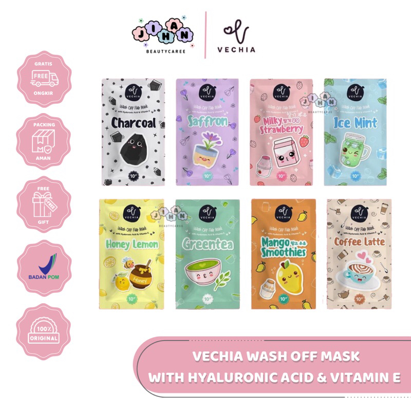 [DIST RESMI] BPOM✅ MASKER VECHIA WITH HYALURONIC ACID & VITAMIN E 10gr  | VECHIA WASH OFF MASK MASKE