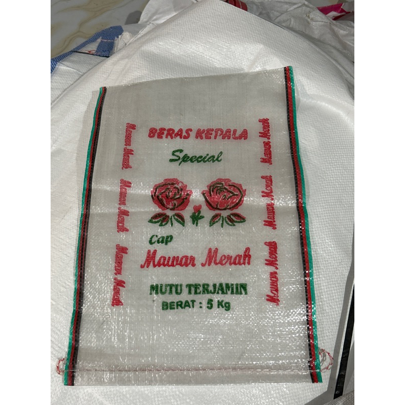 KARUNG BERAS TRANSPARAN CAP MAWAR MERAH 5kg 10kg 25kg