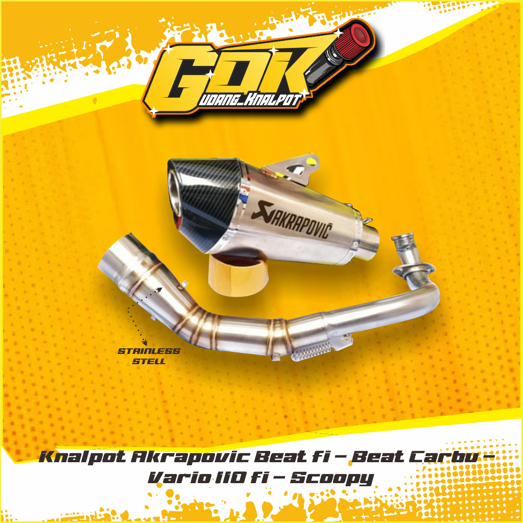 Knalpot Akrapovic Beat fi - Beat Carbu - Vario 110 fi - Scoopy - Gudang Knalpot