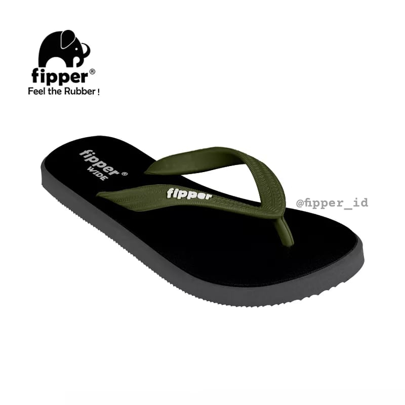 Fipper - Wide Black / Grey Dark / Green Army