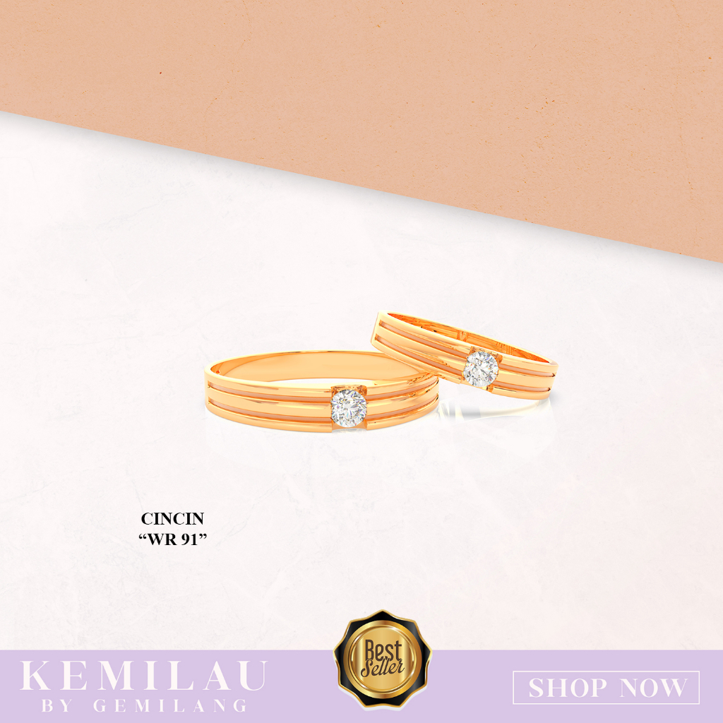 CINCIN KAWIN CINCIN EMAS KADAR 8K ATAU 375 CINCIN COUPLE CINCIN WEDDING WR 91