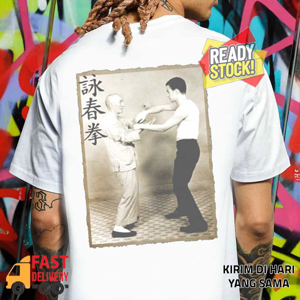 Wing Chun Bruce Lee & IP Man Tshirt Casual 100% Cotton