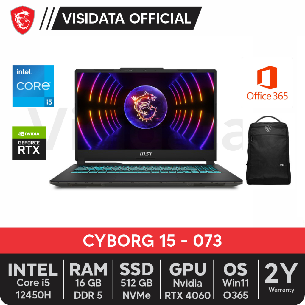 MSI Cyborg 15 A12VF-073 Intel i5-12450H 16GB 512GB RTX4060 15.6" W11