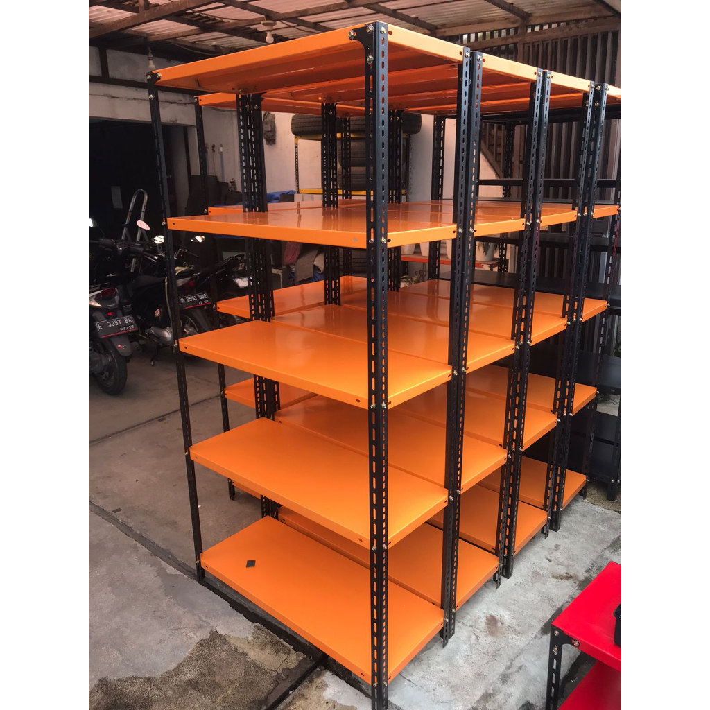 Rak Gudang ukuran 40x100x200 Rak Besi Siku lubang Rak Barang Rak besi Bandung