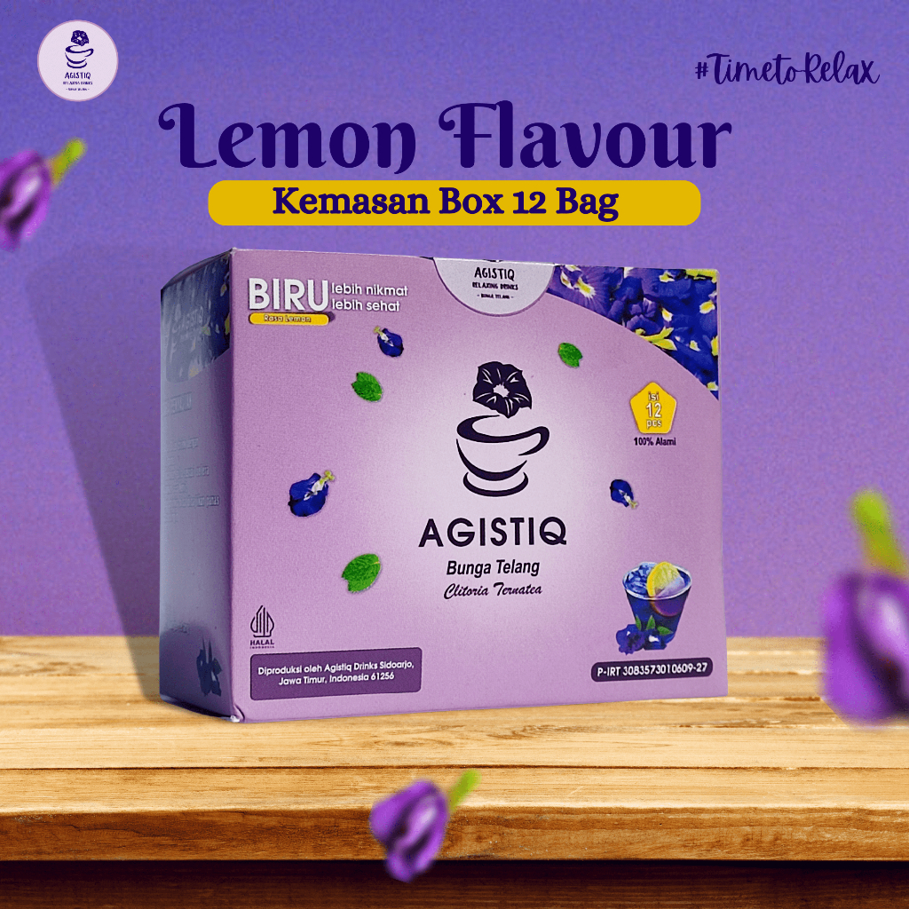 TEH BUNGA TELANG PREMIUM | AGISTIQ TELANG + LEMON TEA BOX 12 POUCH