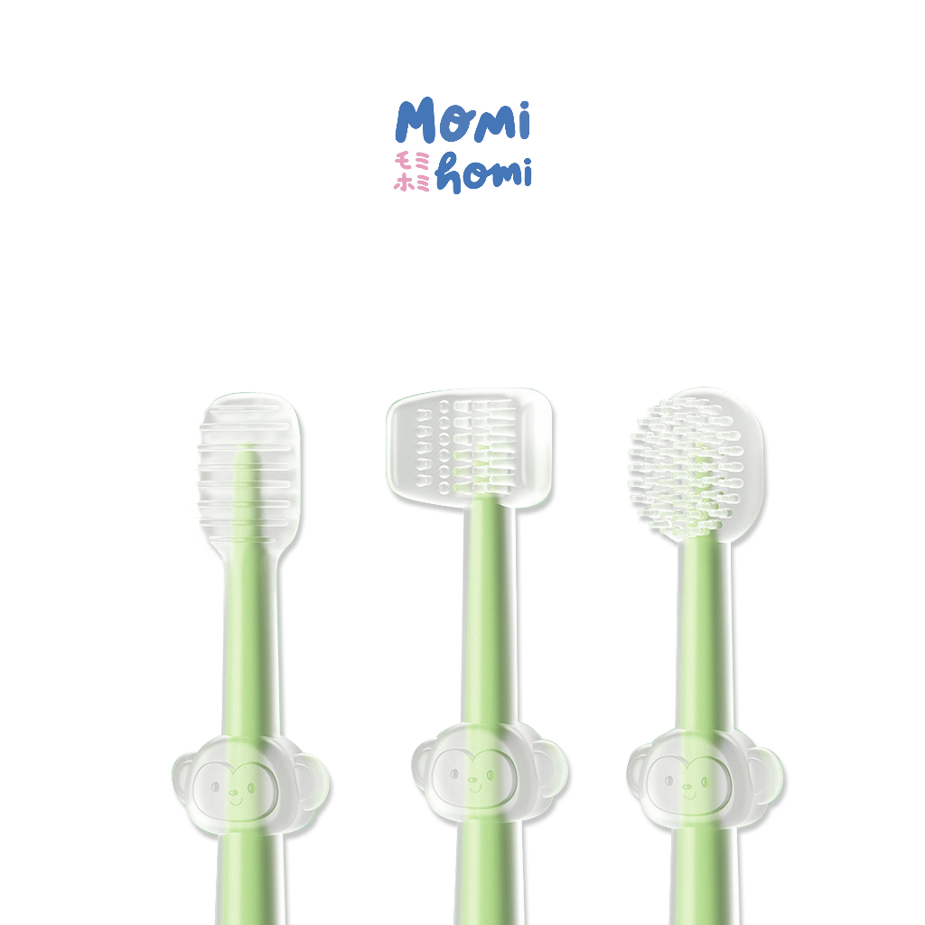 Momi Homi Baby Oral Care 3 in 1 Pembersih Mulut Bayi Sikat Gigi &amp; Lidah Bayi Silicone Baby Toothbrush Silikon Sikat Gusi 3004/ Sikat Lidah 3 in 1
