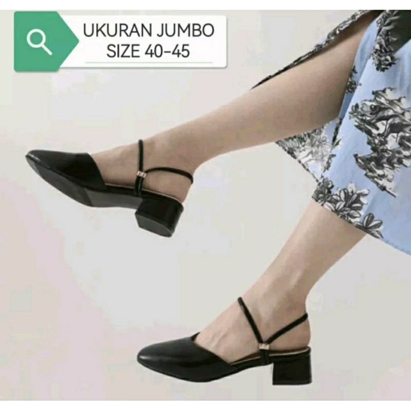Sandal Kulit Wanita EXTRA JUMBO 40-45 Bustong Flat Cewek Casual Sendal Croco Hitam / Sendal Kulit Cr