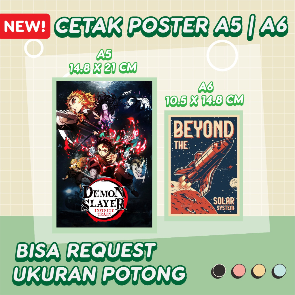 Cetak Poster Custom A5 1 Sisi Dinding Aesthetic Kamar One Piece NCT Anime A6 2 Sisi