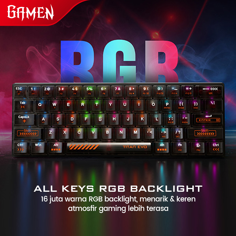 Keyboard GAMEN TITAN EVO TRANSLUCENT MECHANICAL BLACK WIRELESS