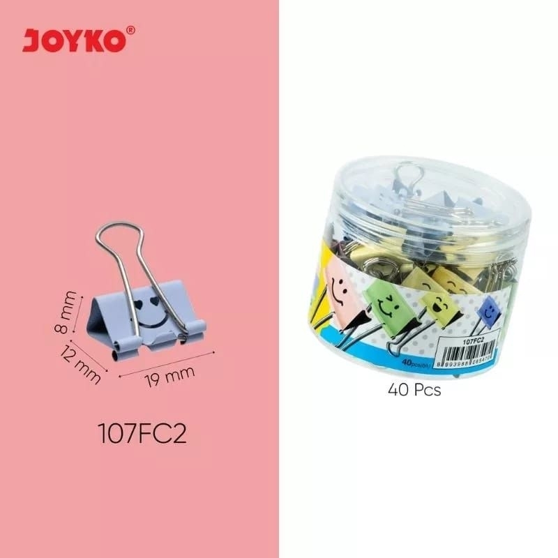 

Binder Clip Warna warni Joyko 107 FC2 ( TABUNG-40 Pcs) Klip penjepit Kertas Double Clip ORIGINAL