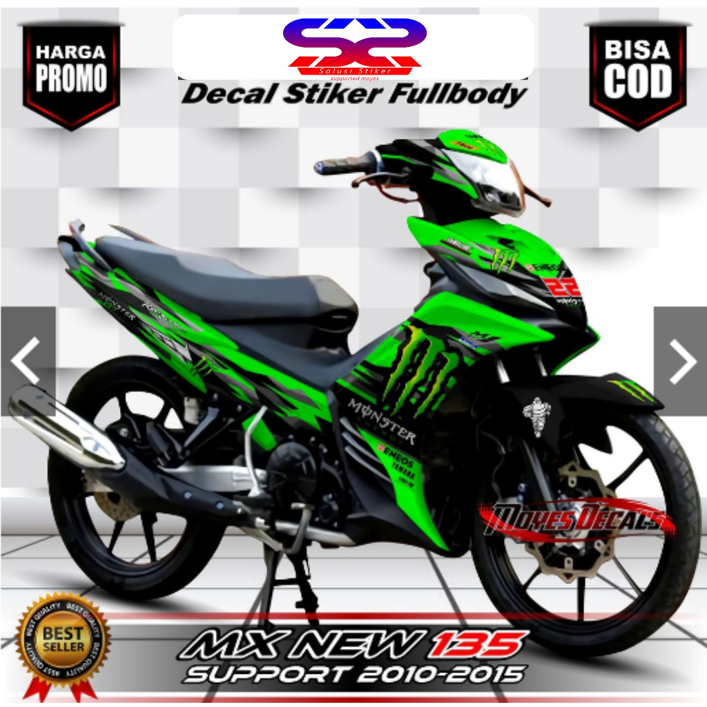 TERBARU Decal Motor Mx New 135 Fullbody Stiker Mx 2010/2015 Motif Hijau Racing