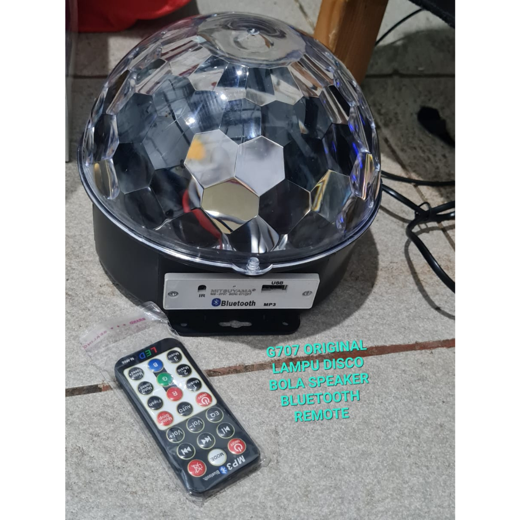 G707 ORIGINAL LAMPU BOLA SPEAKER USB BLUETOOTH REMOTE DISKO DISCO BOHLAM LED BOHLAM KELAP KELIP PANG