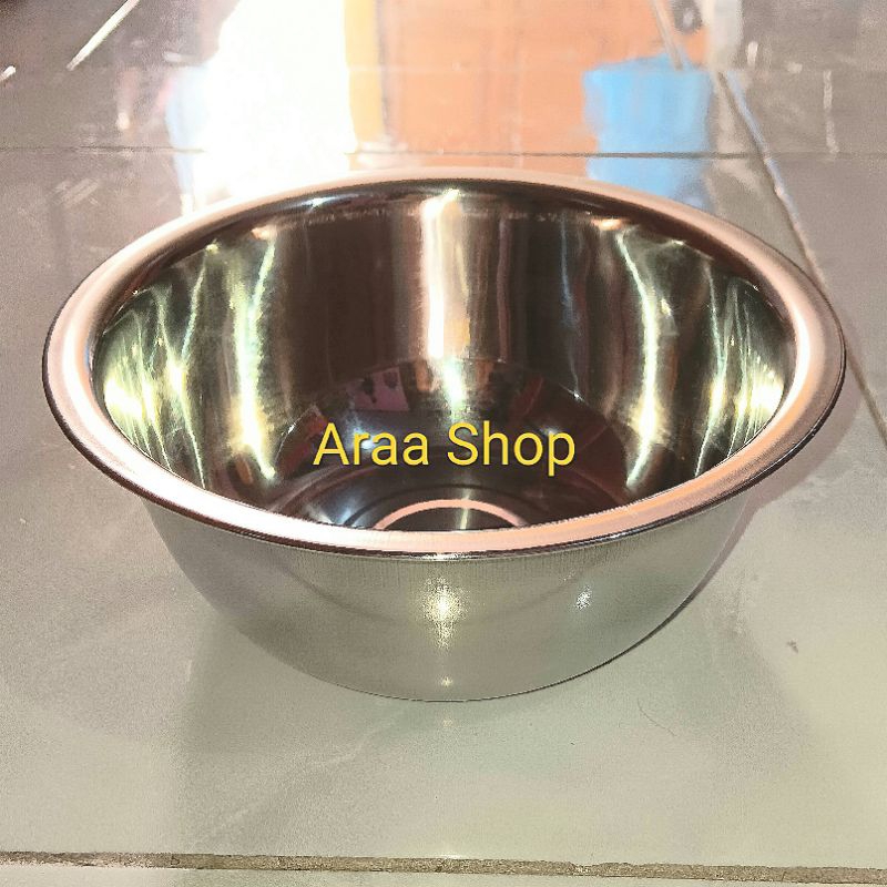 Baskom Stainless Steel 18cm 555 / Basi Stenlis Tebal Cekung 18cm merk 555 / Mangkok Basin Stenles Bu