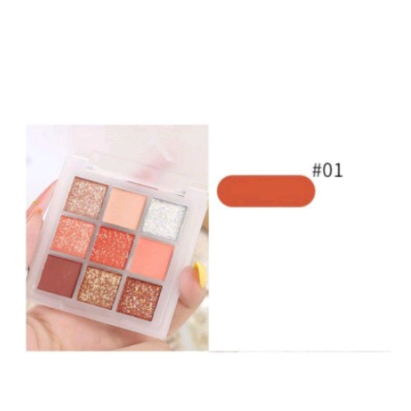 Lameila 5099 Eyeshadow Pallet All In One Highliter Blush On Glitter Korea 9 Warna Waterproof-1 SUNSET PLATE